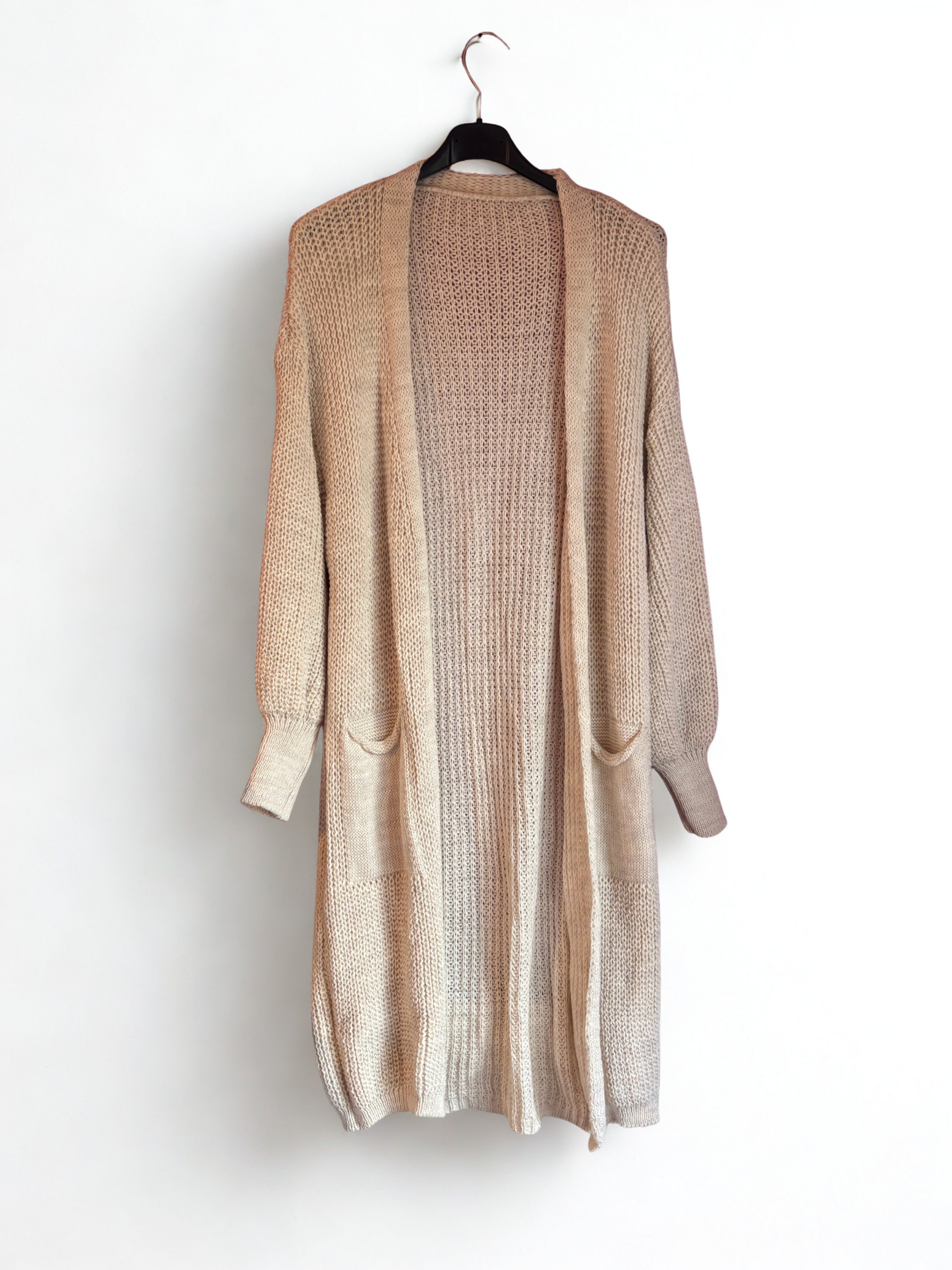 Gehaakt vest lang cremé wit