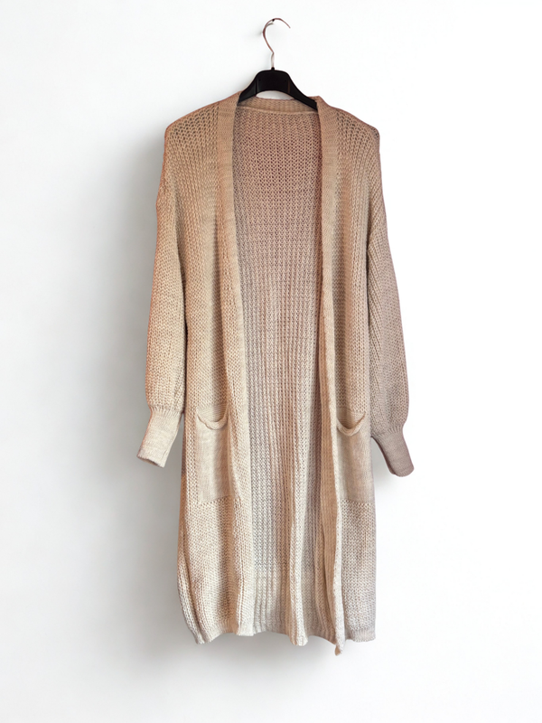 Gehaakt vest lang cremé wit