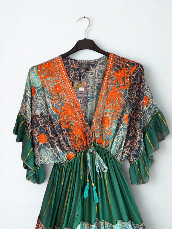 Jurk oranje groen