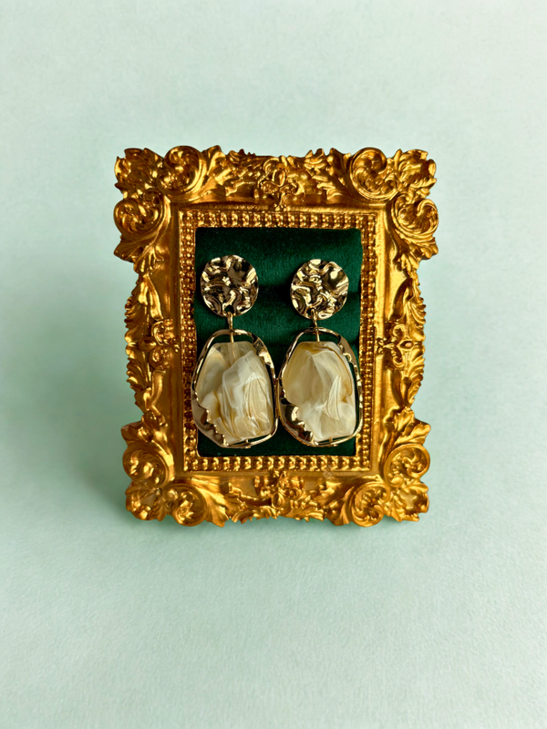 Oorbel marmerlook goudkleurig