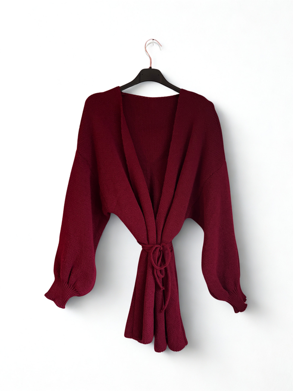 Gehaakt vest middel bordeaux