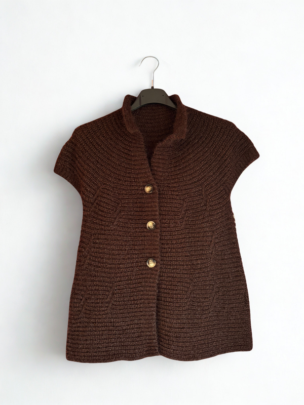 Mouwloos gehaakt vest bruin