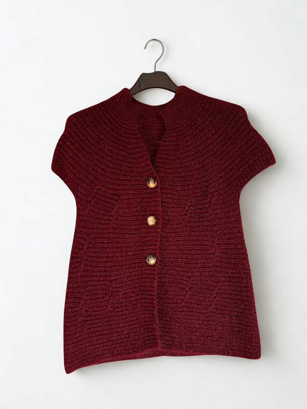 Mouwloos gehaakt vest bordeaux