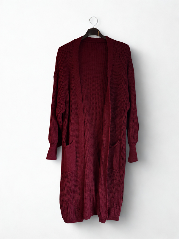 Gehaakt vest lang bordeaux