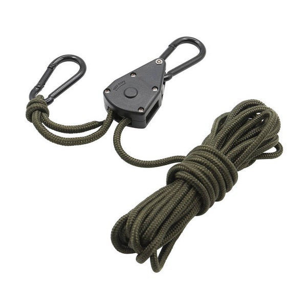 TOUWRATEL MET KARABIJNHAKEN 4 METER 4 MM Groen / Zwart
