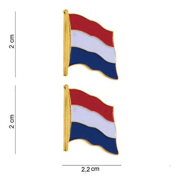 EMBLEEM METAAL NEDERLANDSE VLAG 2 STUKS