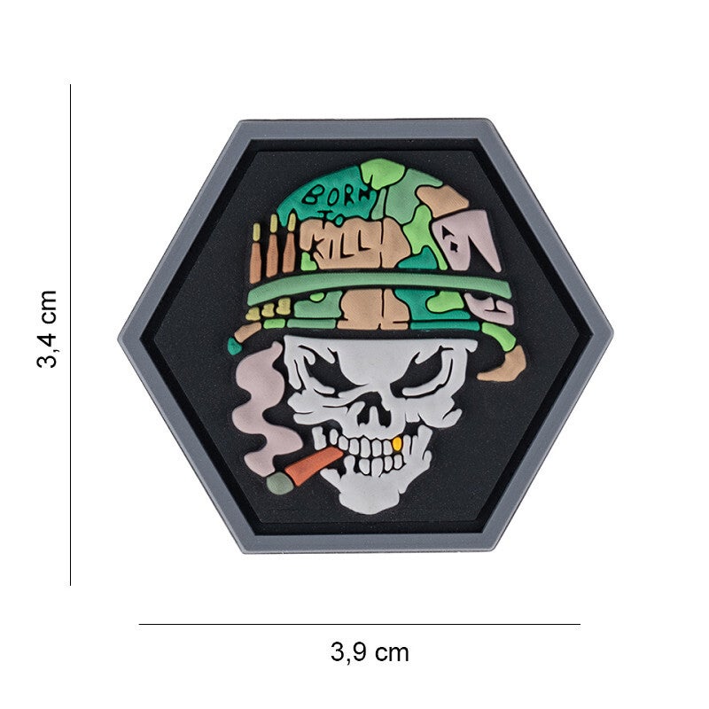 EMBLEEM 3D PVC HEXAGON SKULL VIETNAM ACE