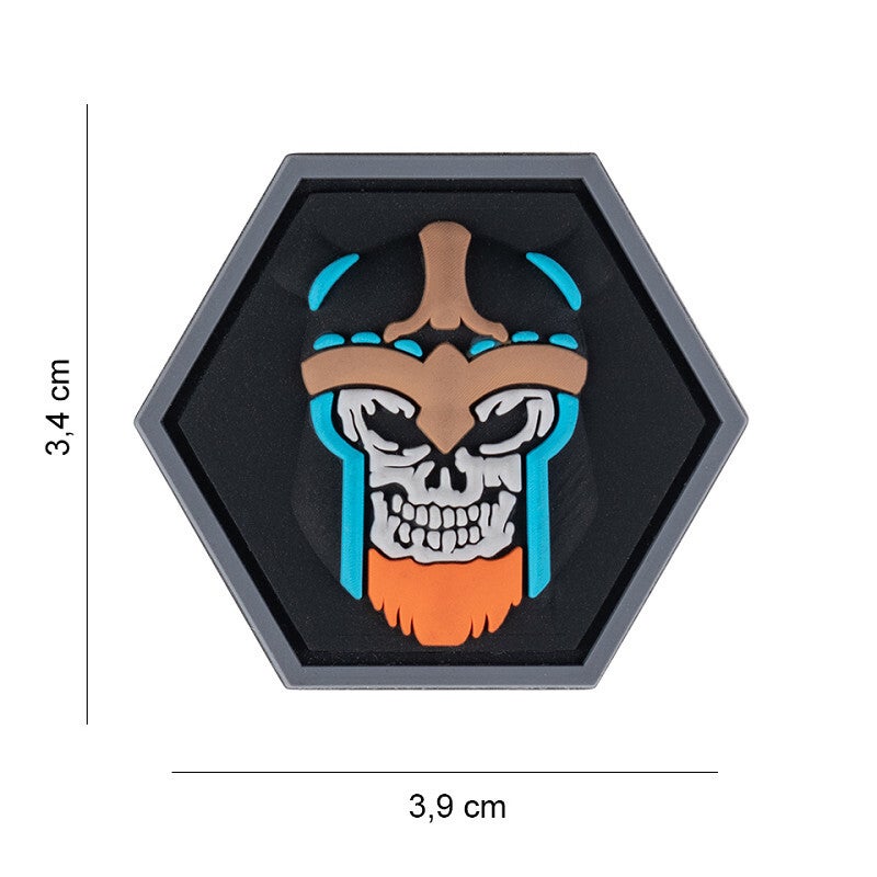 EMBLEEM 3D PVC HEXAGON SKULL VIKING