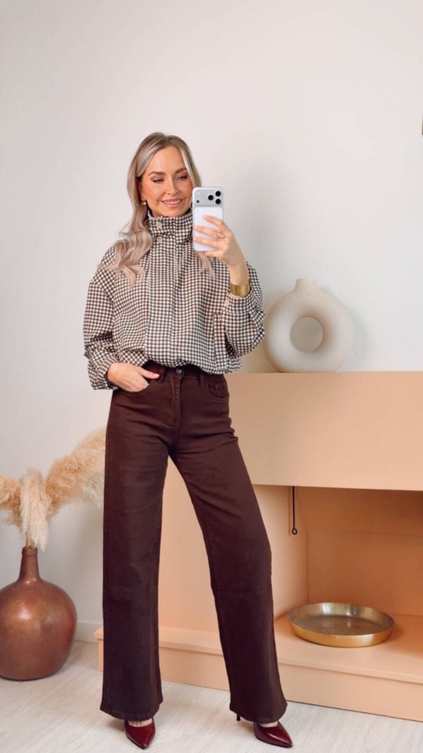 Soline – chocoladebruine straight leg jeans