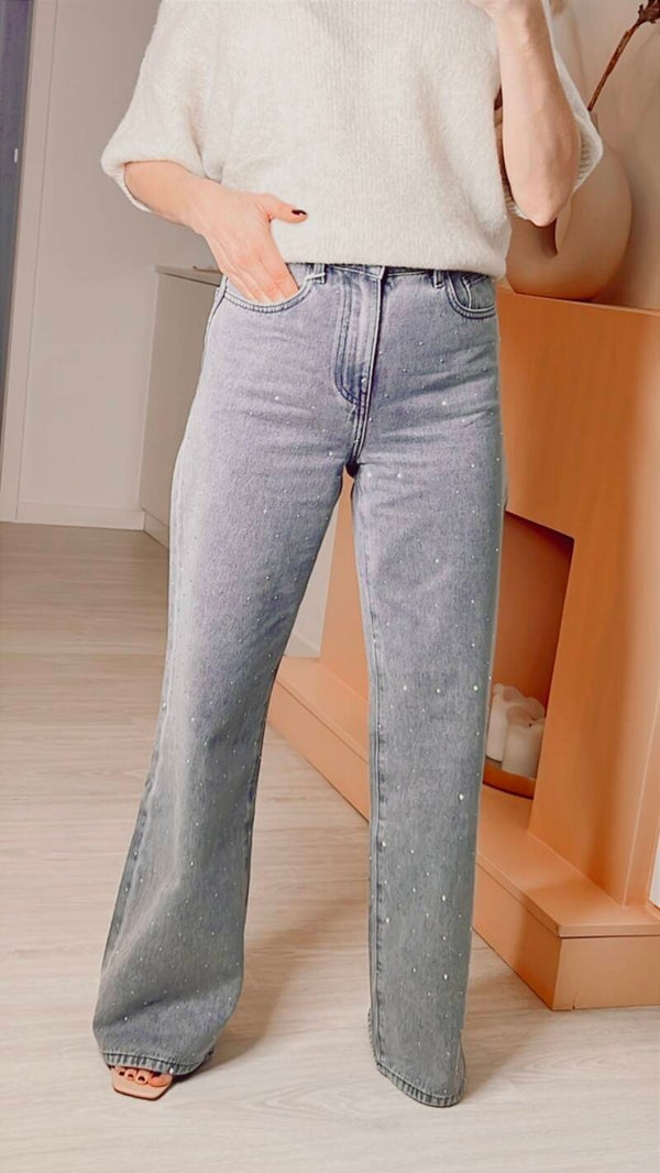 Luxor strass jeans - grey