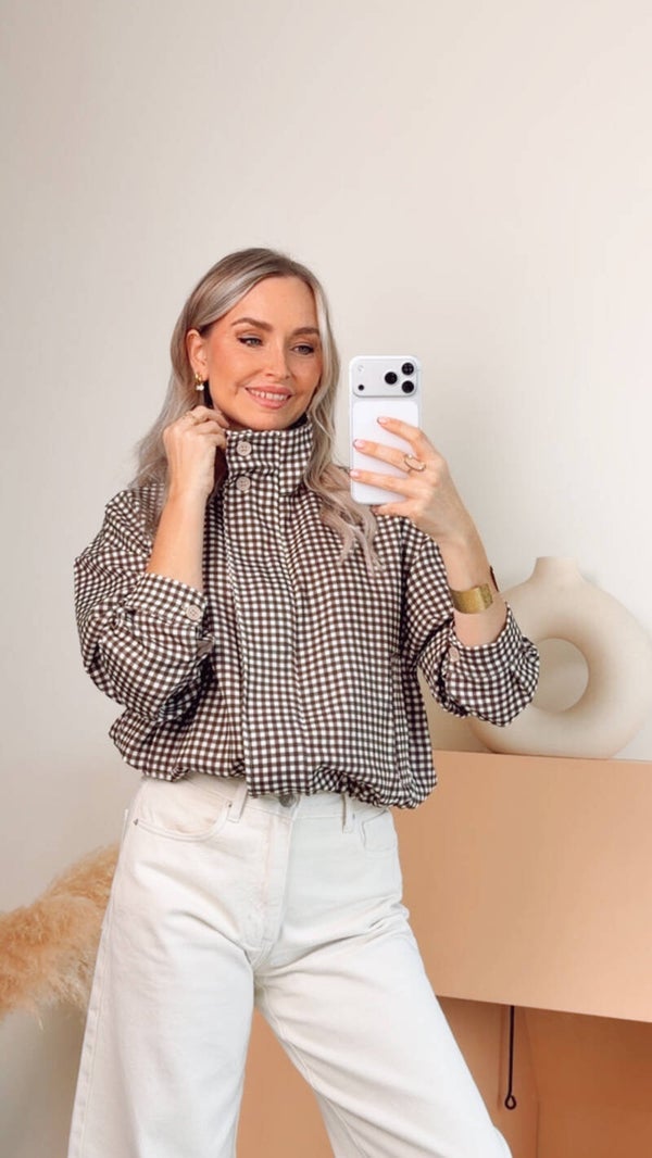 Louise – geruit jasje bruin & ecru