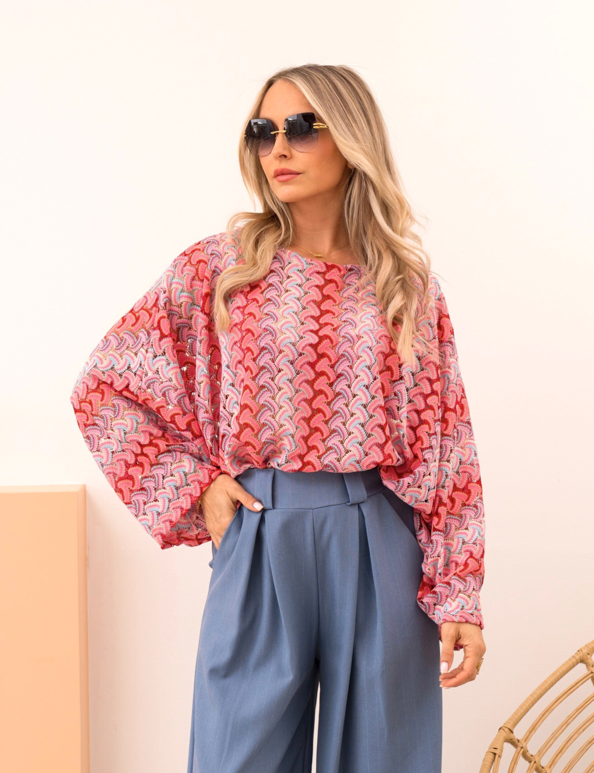Sorella missoni inspired top – pink multicolor