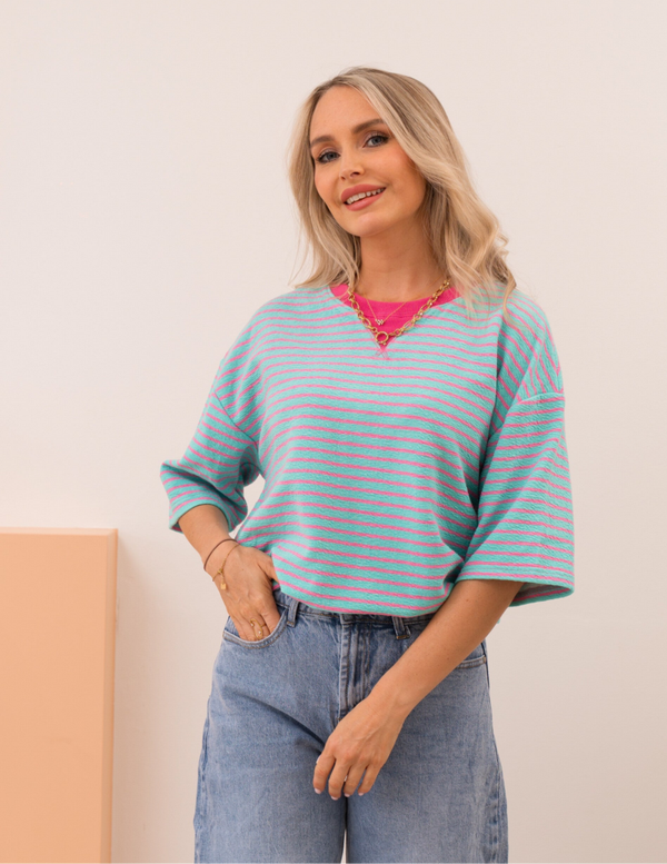 Candy stripe tee – pink & mint