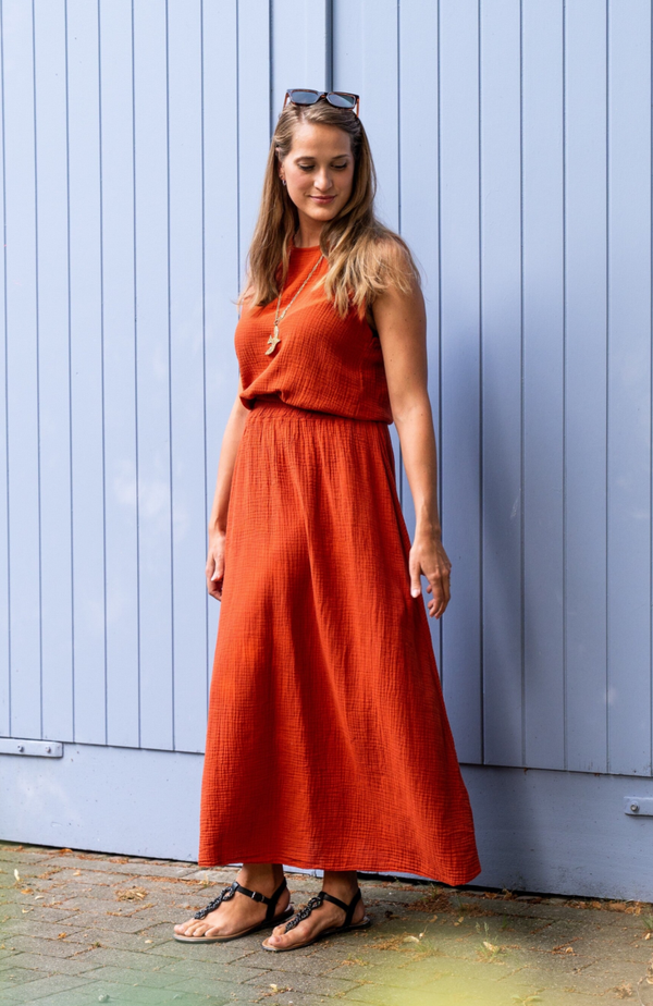 Nayla Set – Terracotta tetra top & rok