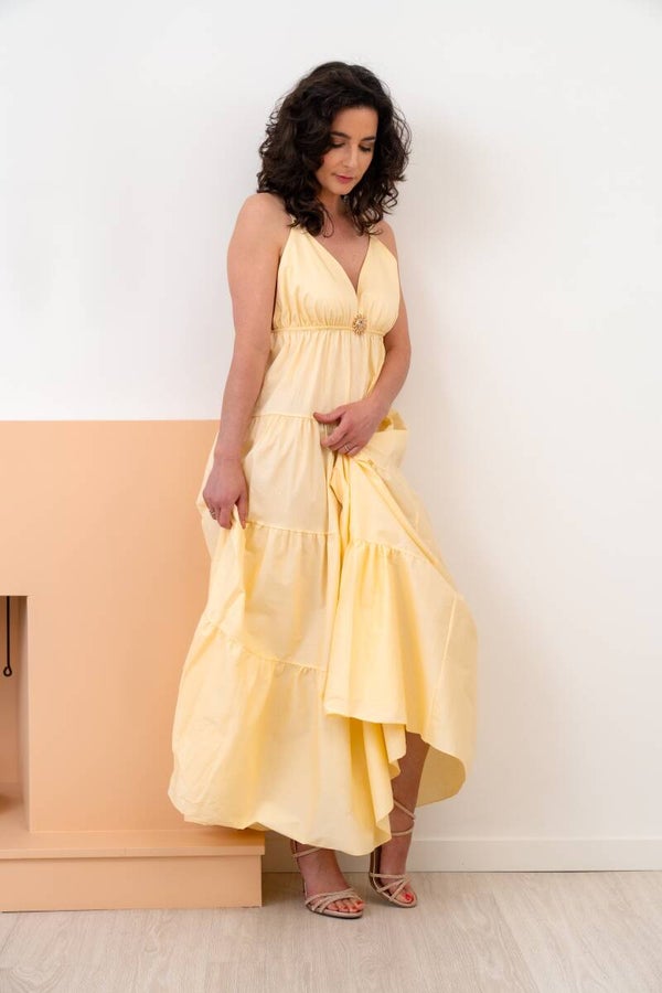Limoncello maxi jurk - botergeel