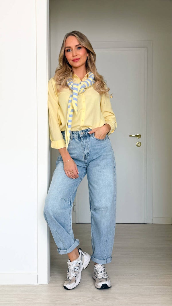 Zélie balloon jeans - Lichtblauwe balloon jeans met hoge taille