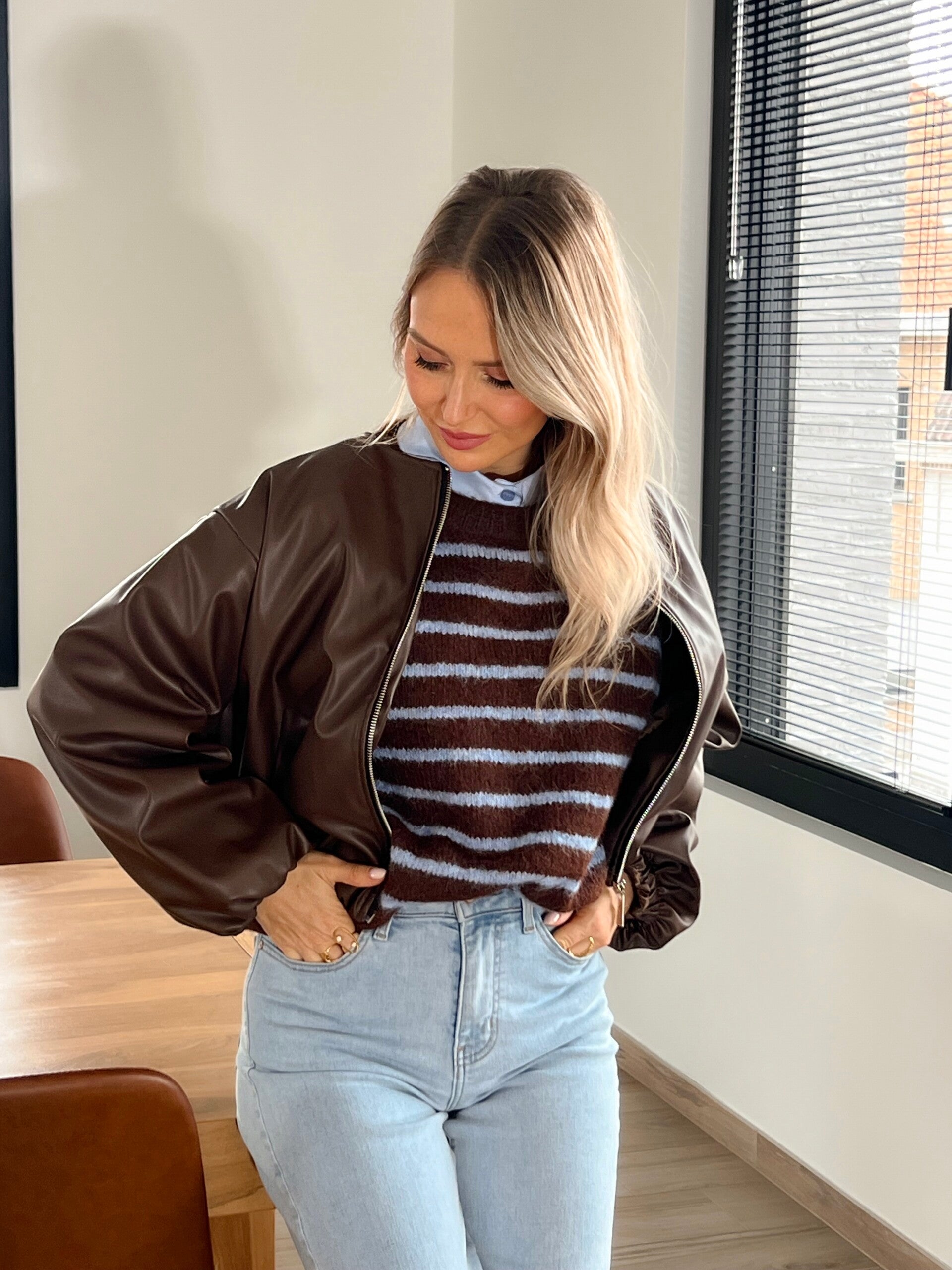 Blake Jacket – chocoladebruin faux leather jasje