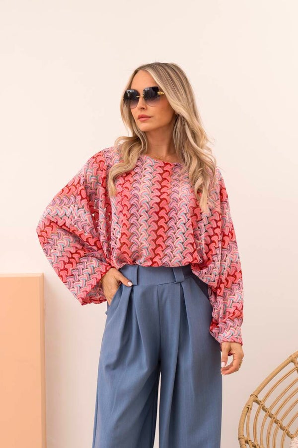 Sorella missoni inspired top – pink multicolor