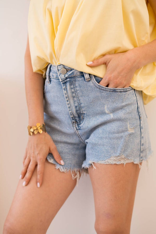 Gaelle glitter denim short – jeansshort met subtiele glitter