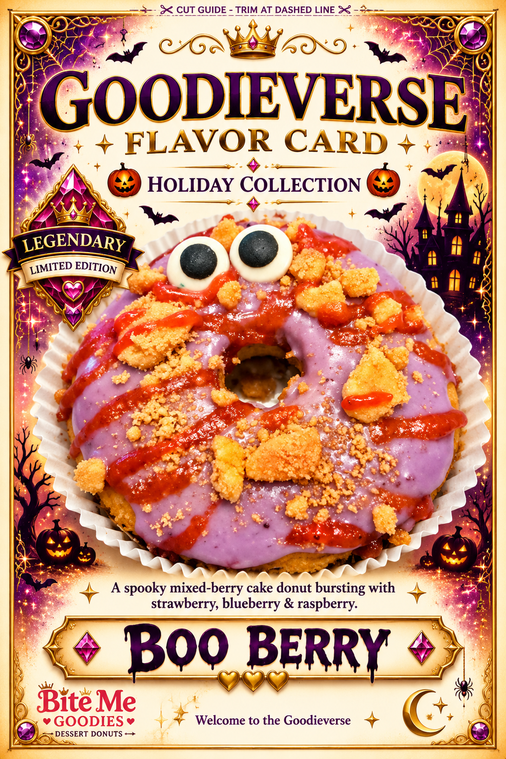 Boo Berry Cake Donut Flavor Card