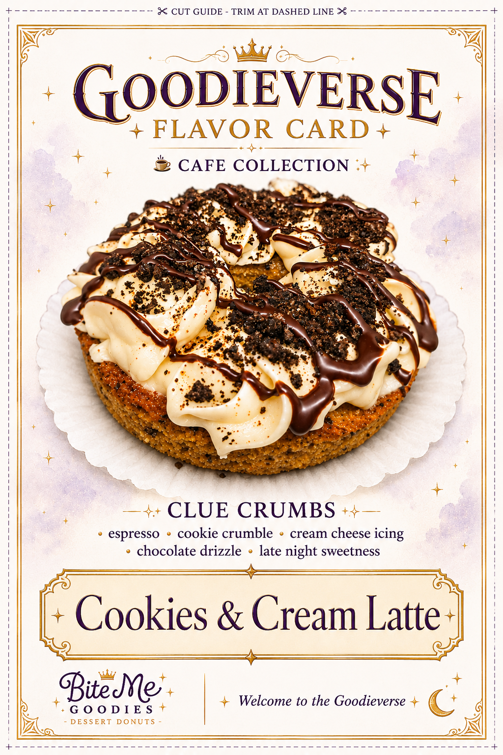 Cookies and Cream Latte Flavor Card