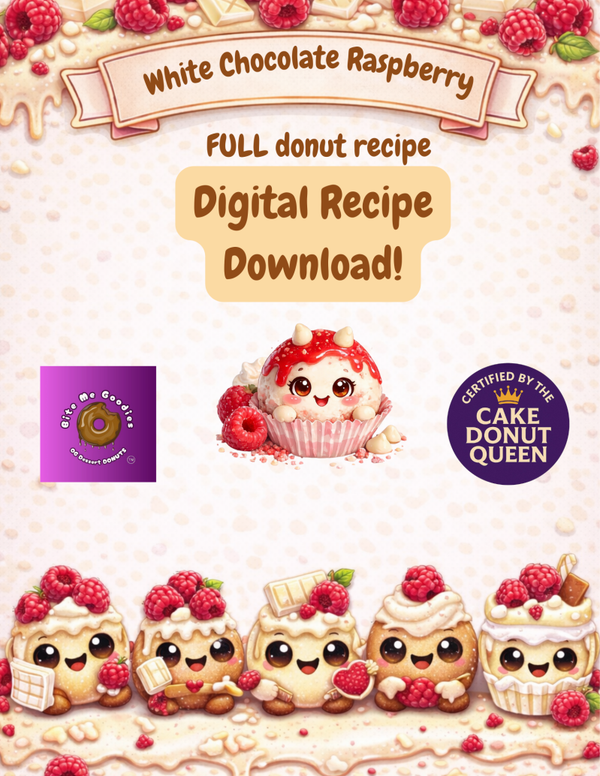 White Chocolate Raspberry FULL Donut Digital Recipe Download - Bite Me Goodies