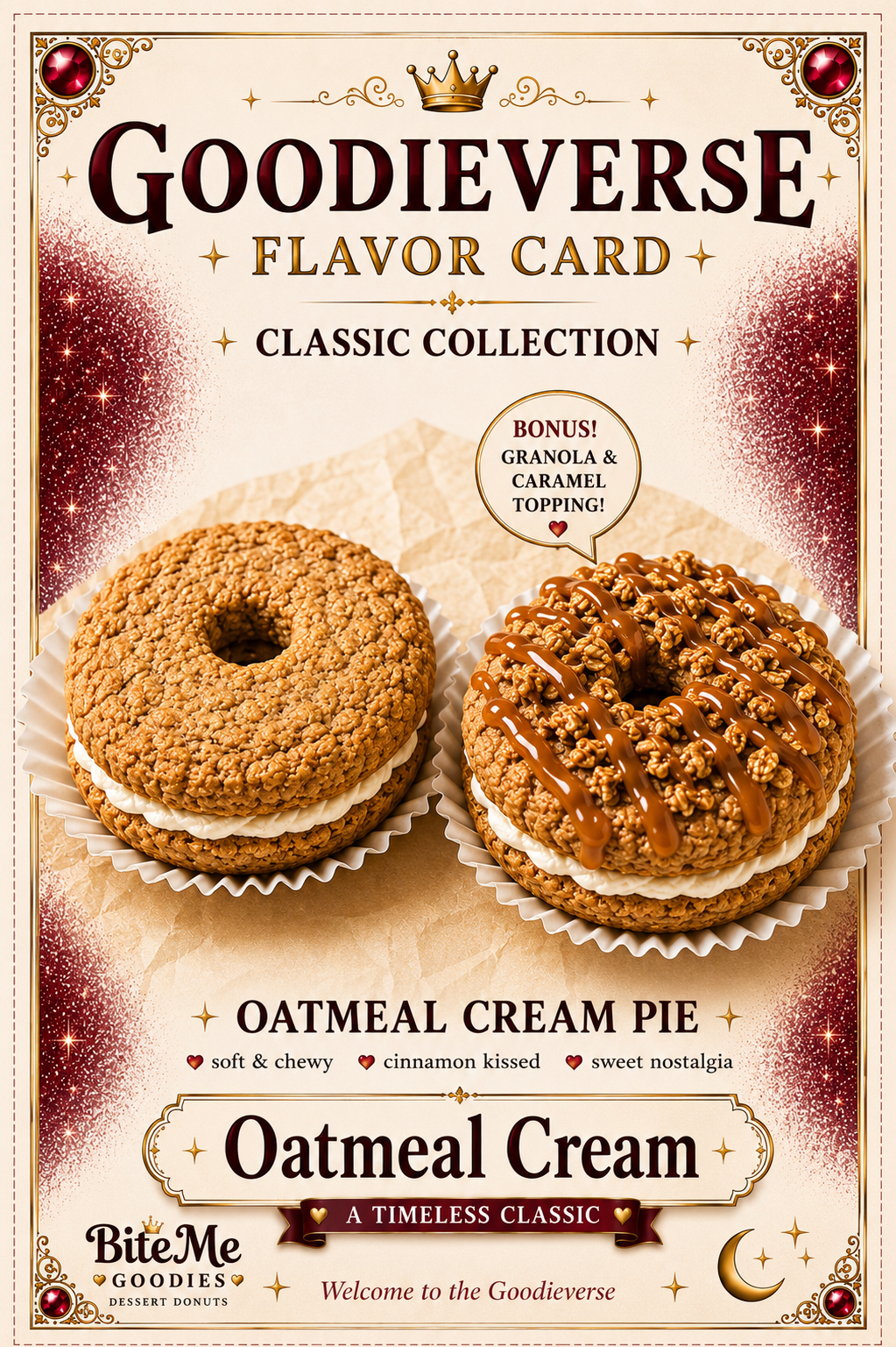 Oatmeal Cream Pie Cake Donut Flavor Card