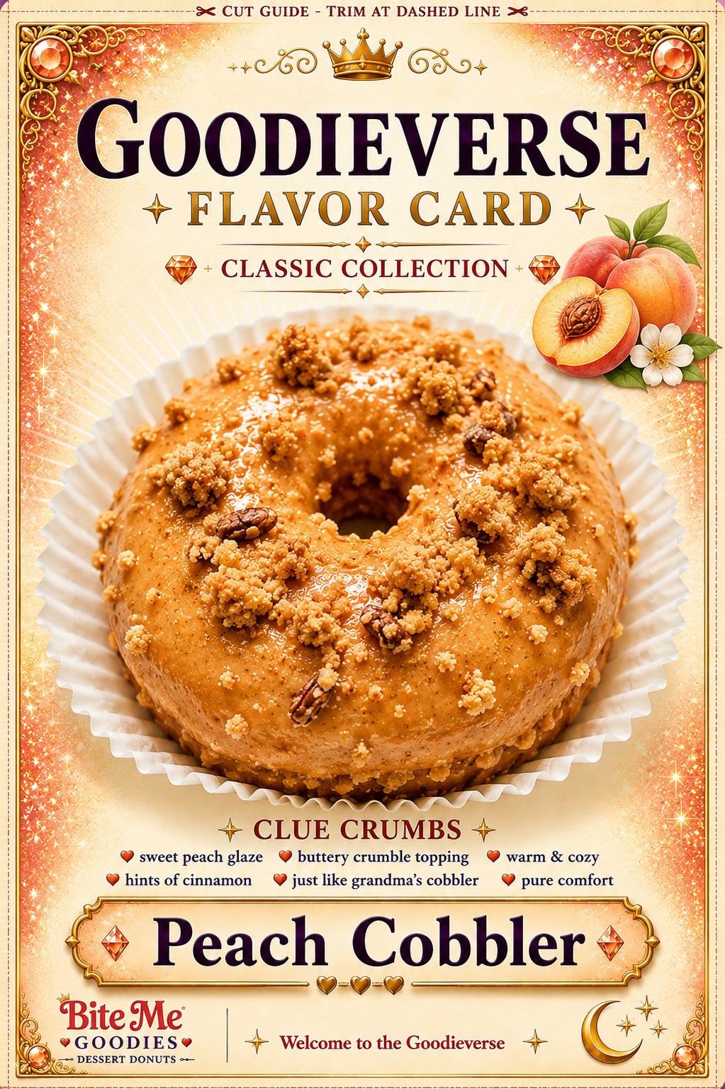 Peach Cobbler Cake Donut Flavor Card