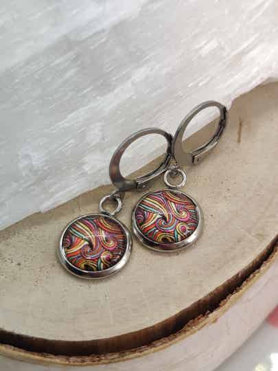 Oorhangers funky swirl zilver