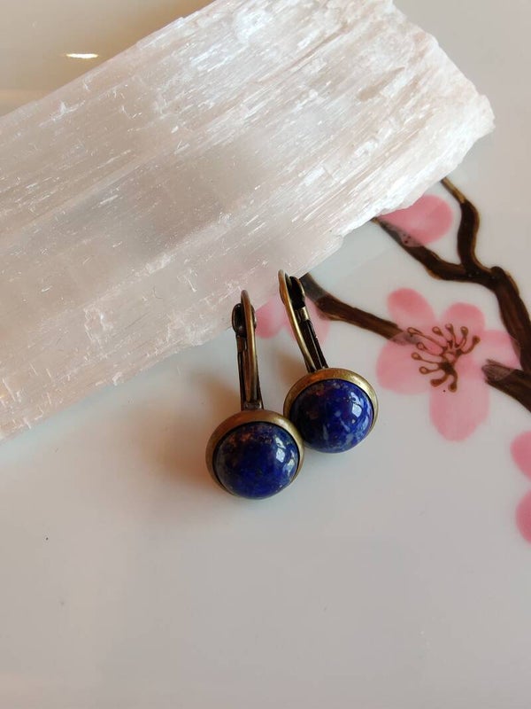 Oorhangers lapis lazuli brons