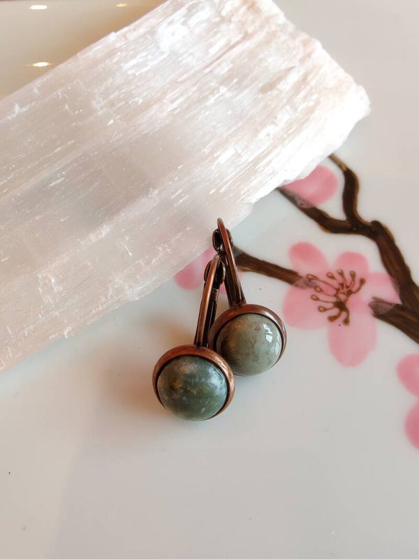 Oorhangers agaat koper