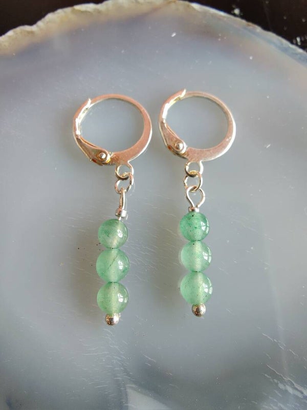 Oorhangers aventurijn kraaltjes zilver