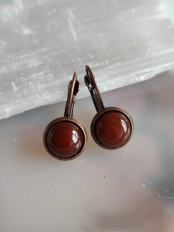 Oorhangers carneool brons