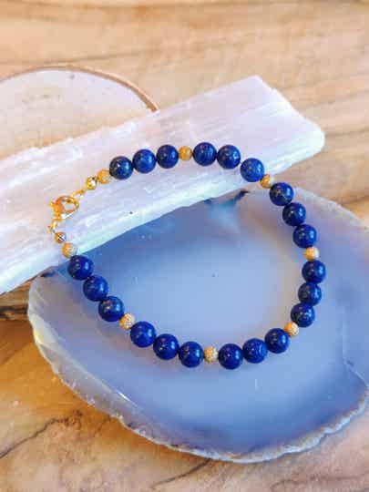 Armband lapis lazuli goud