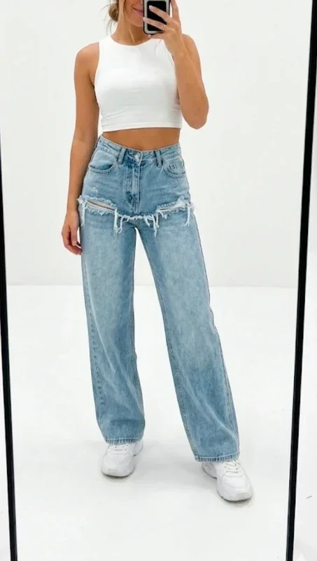 wide leg jeans met detail SeeSee