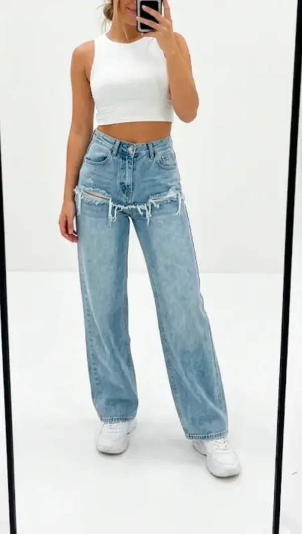 wide leg jeans met detail SeeSee