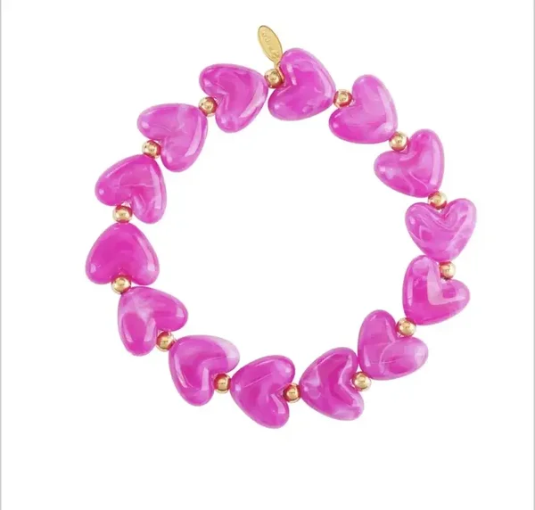 Marmer Roze Hartjes Armband