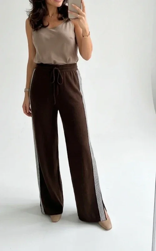Bruine Lounge Broek met Zijstrepen