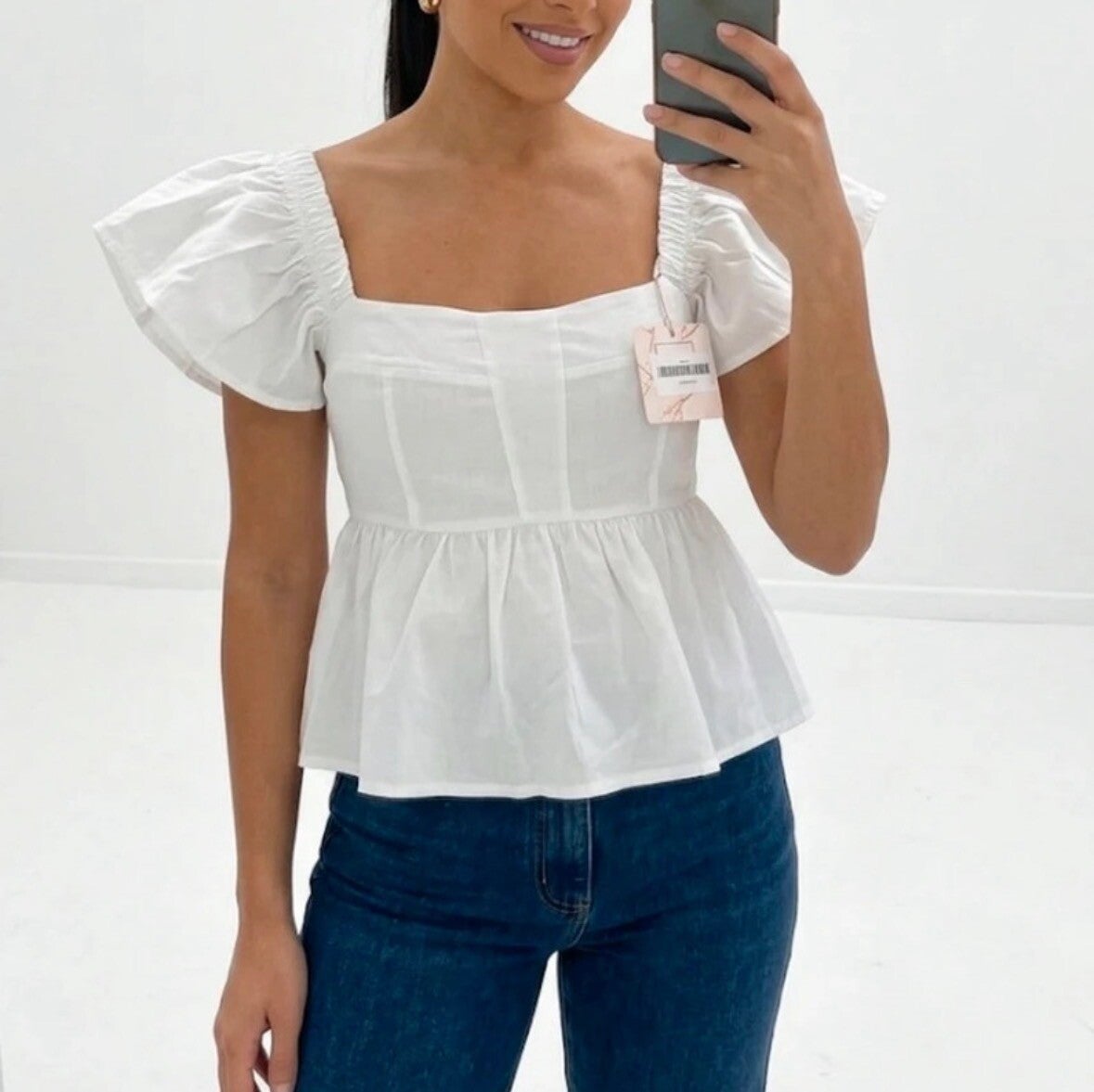 Witte Peplum Top