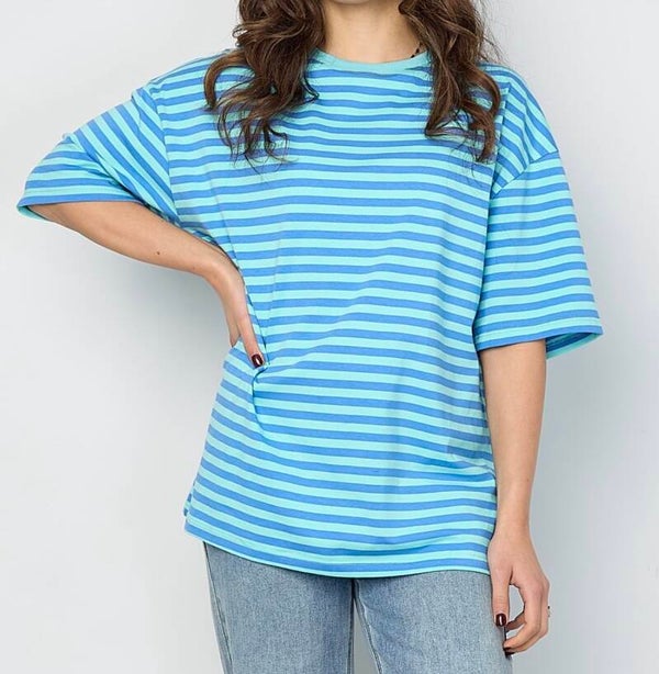 Gestreept t-shirt- blauw