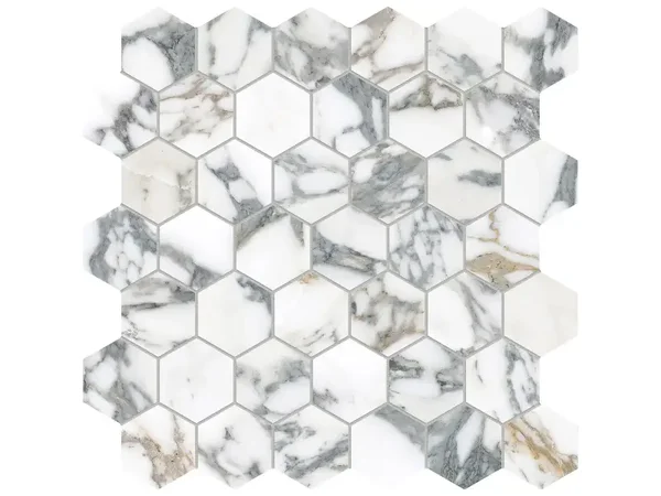 Majesto Arabescato Corchia Honed 2" Hex Mosaic Tile Collection