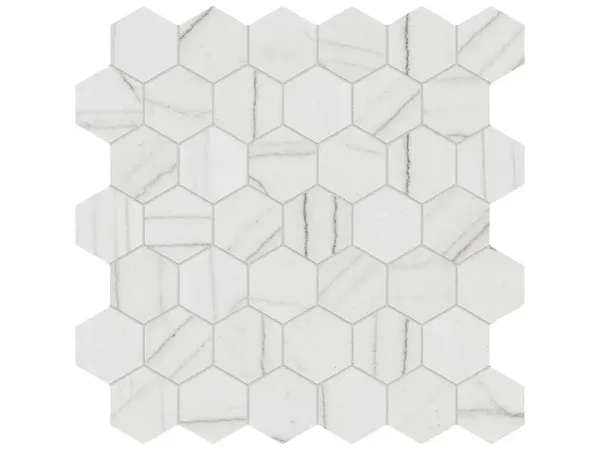 Majesto Bianco Stratura Honed 2" Hex Mosaic Tile Collection