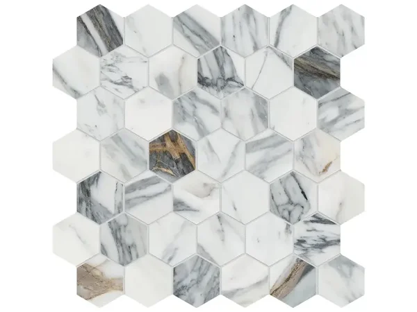 Majesto Calacatta Corchia Honed 2" Hex Mosaic Tile Collection