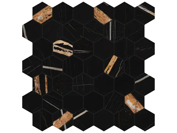 Majesto Sahara Noir Honed 2" Hex Mosaic Tile Collection