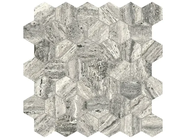 Majesto Travertino Titanium Honed 2" Hex Mosaic Tile Collection