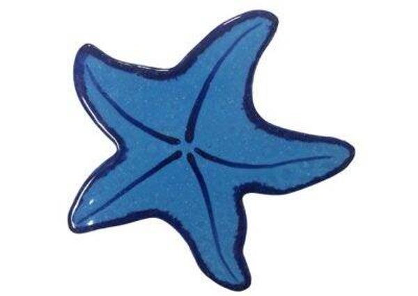 Two-Toned Blue Starfish Watermark Mosaic Pool Tile