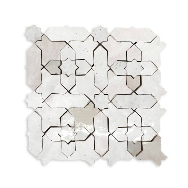 Zellige Classique Mosaic Atlas White Starburst