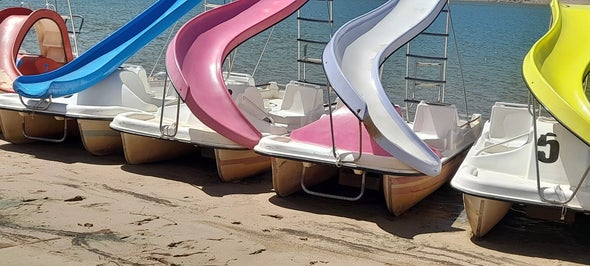 Pedal boats on nearby beach