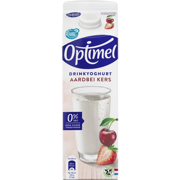 Optimel Drinkyoghurt aardbei-kers 0% vet