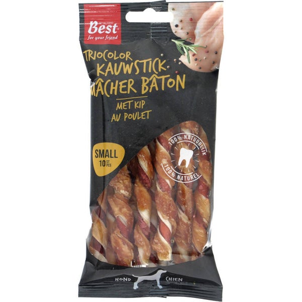 Best for your Friend Triocolor kauwstick kip small